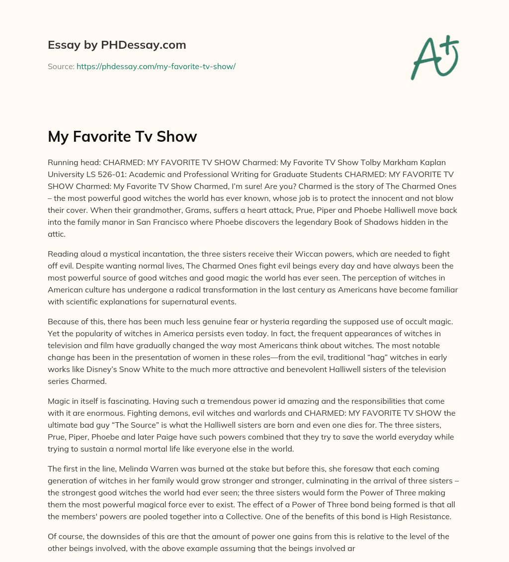 My Favorite Tv Show essay