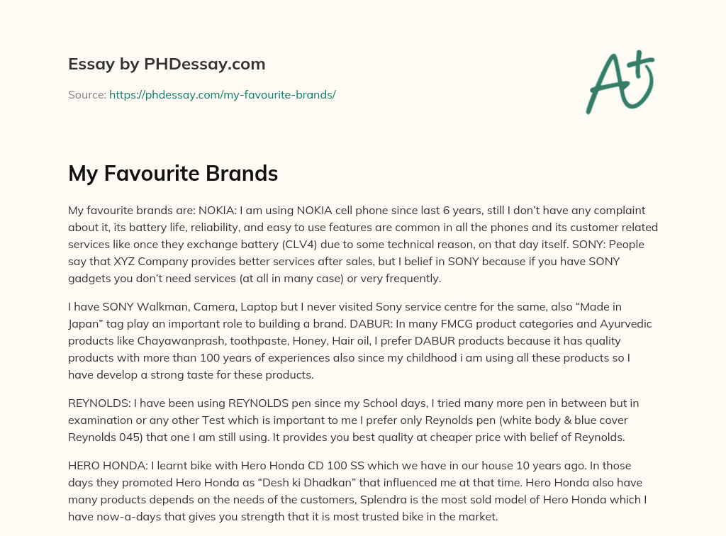 famous brands essay