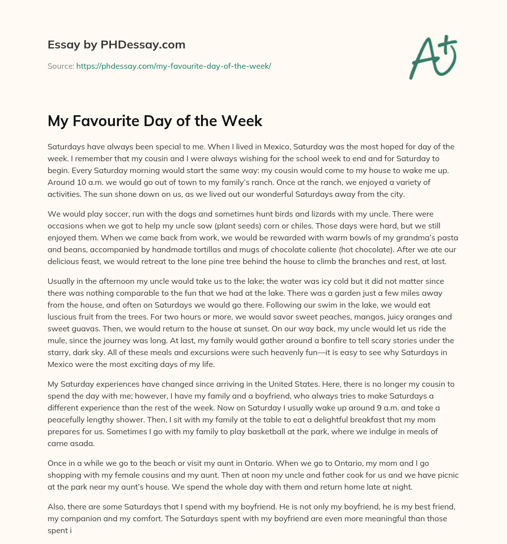 my favorite day of the week essay
