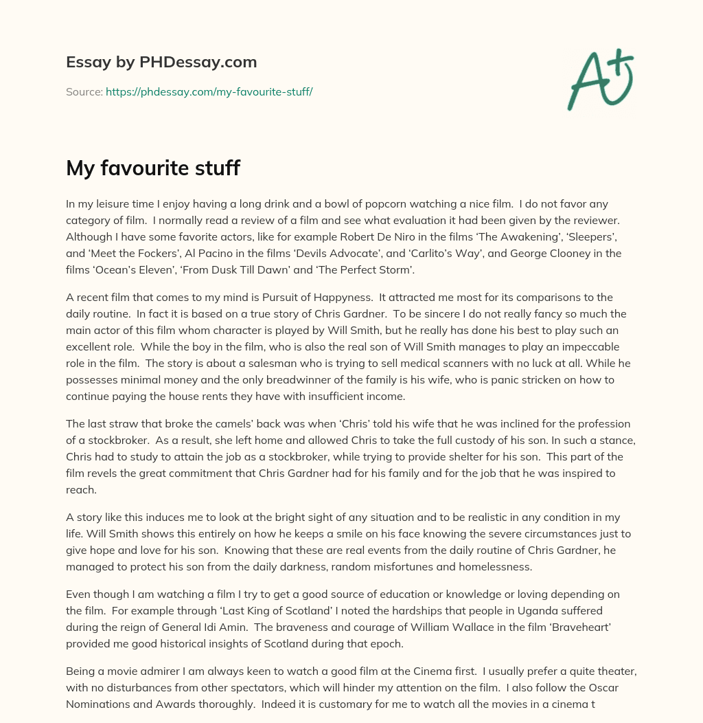 My favourite stuff essay
