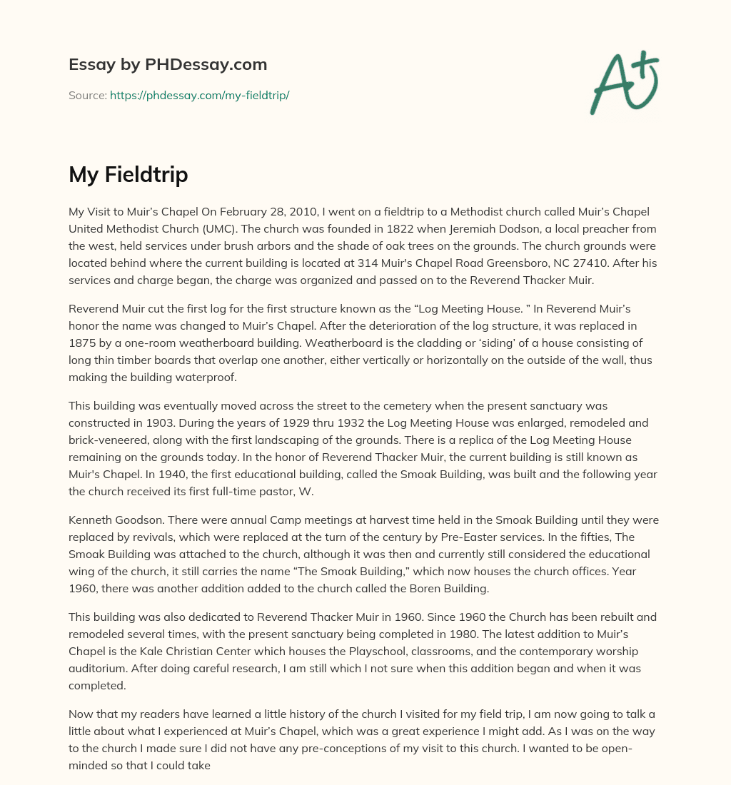 My Fieldtrip essay