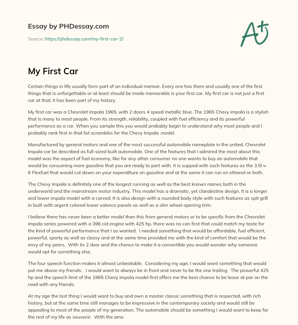 essay on my first car