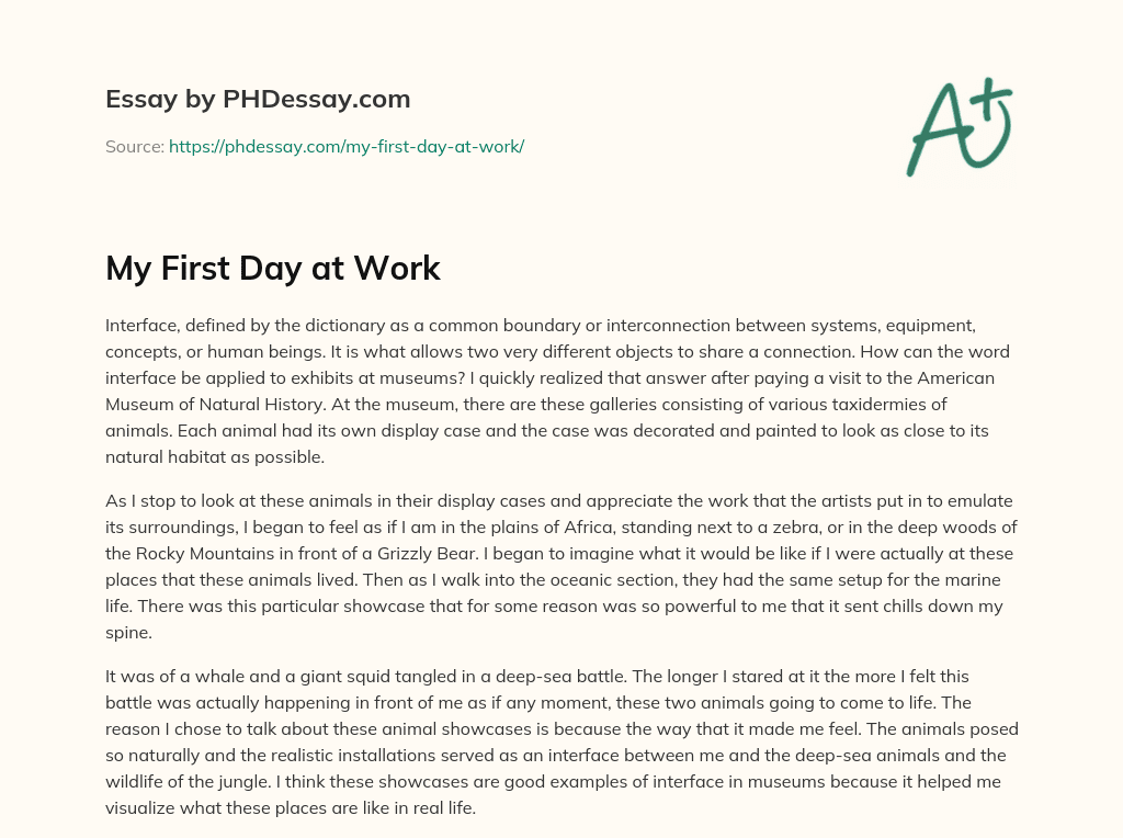 my first day in a new job essay