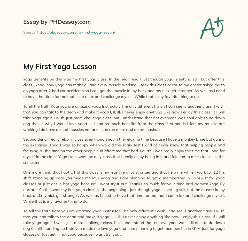 My First Yoga Lesson essay