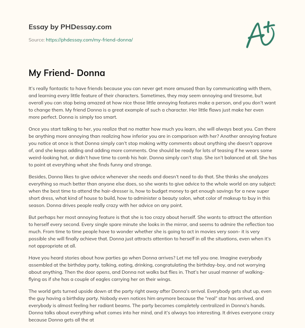 My Friend- Donna essay