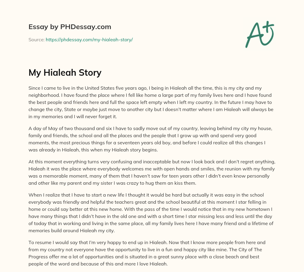 My Hialeah Story essay