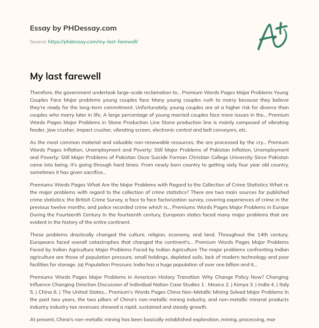 My last farewell essay