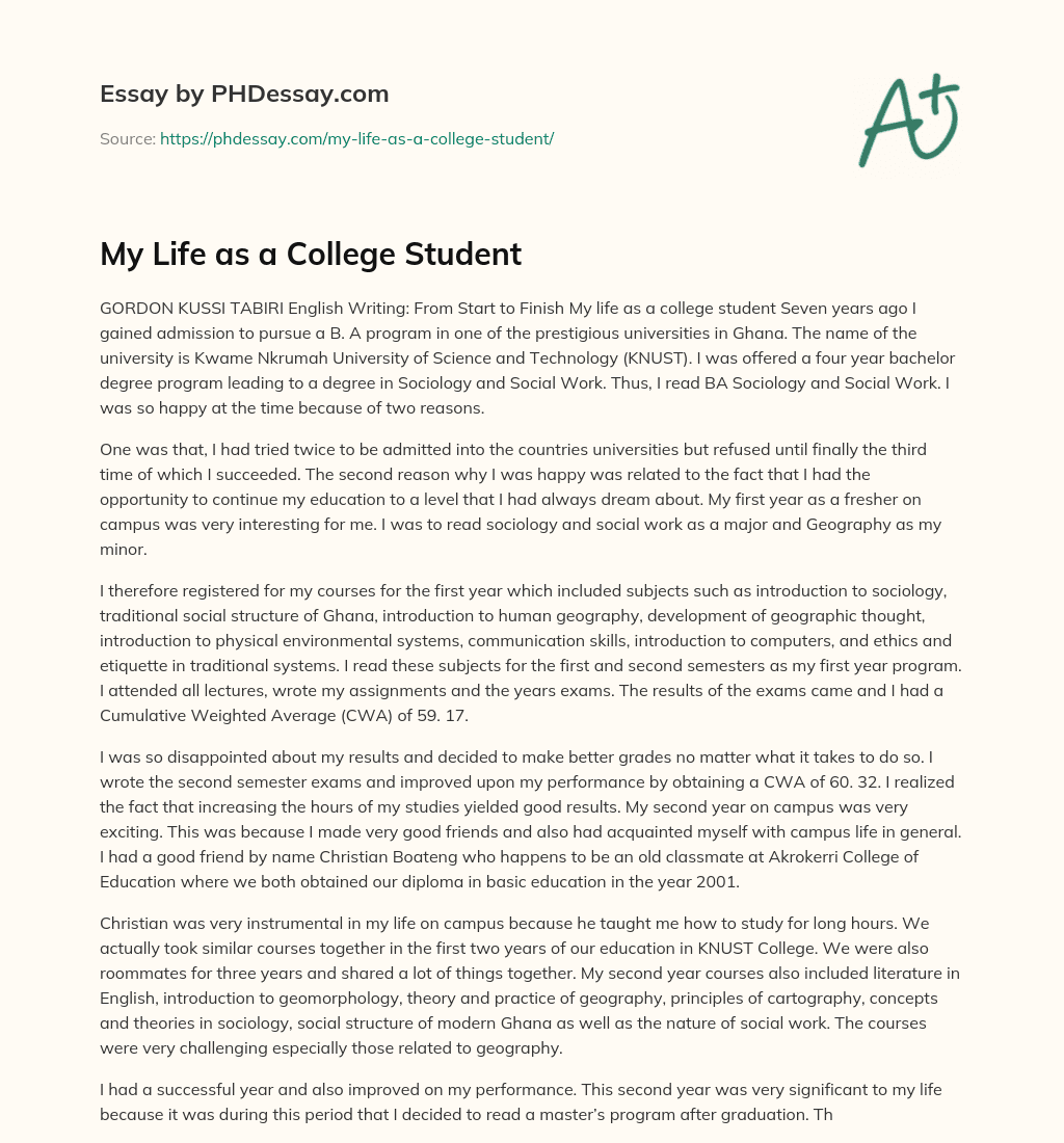 college student life essay