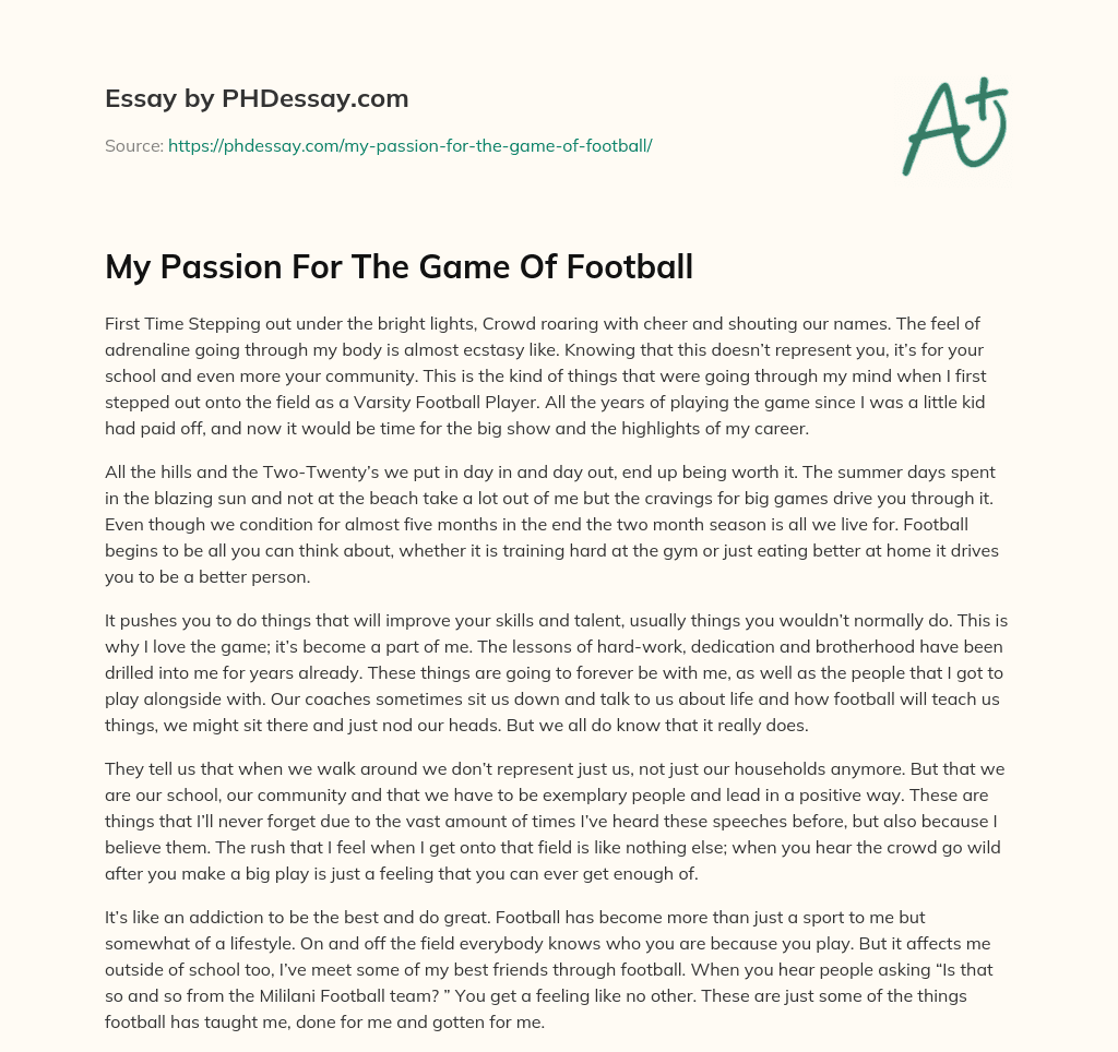 essay on my passion for football