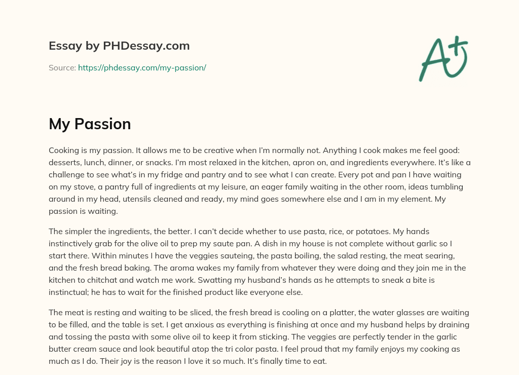 My Passion 300 Words PHDessay