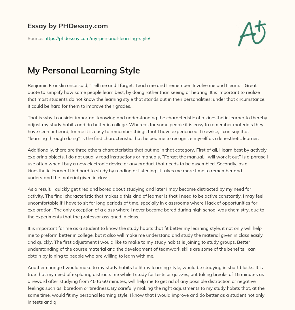 personal learning style essay