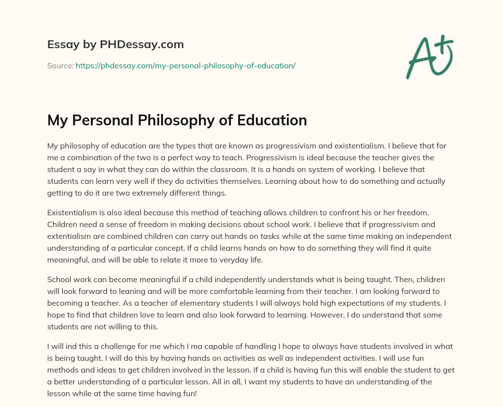 my personal philosophy of teaching and learning education essay pdf