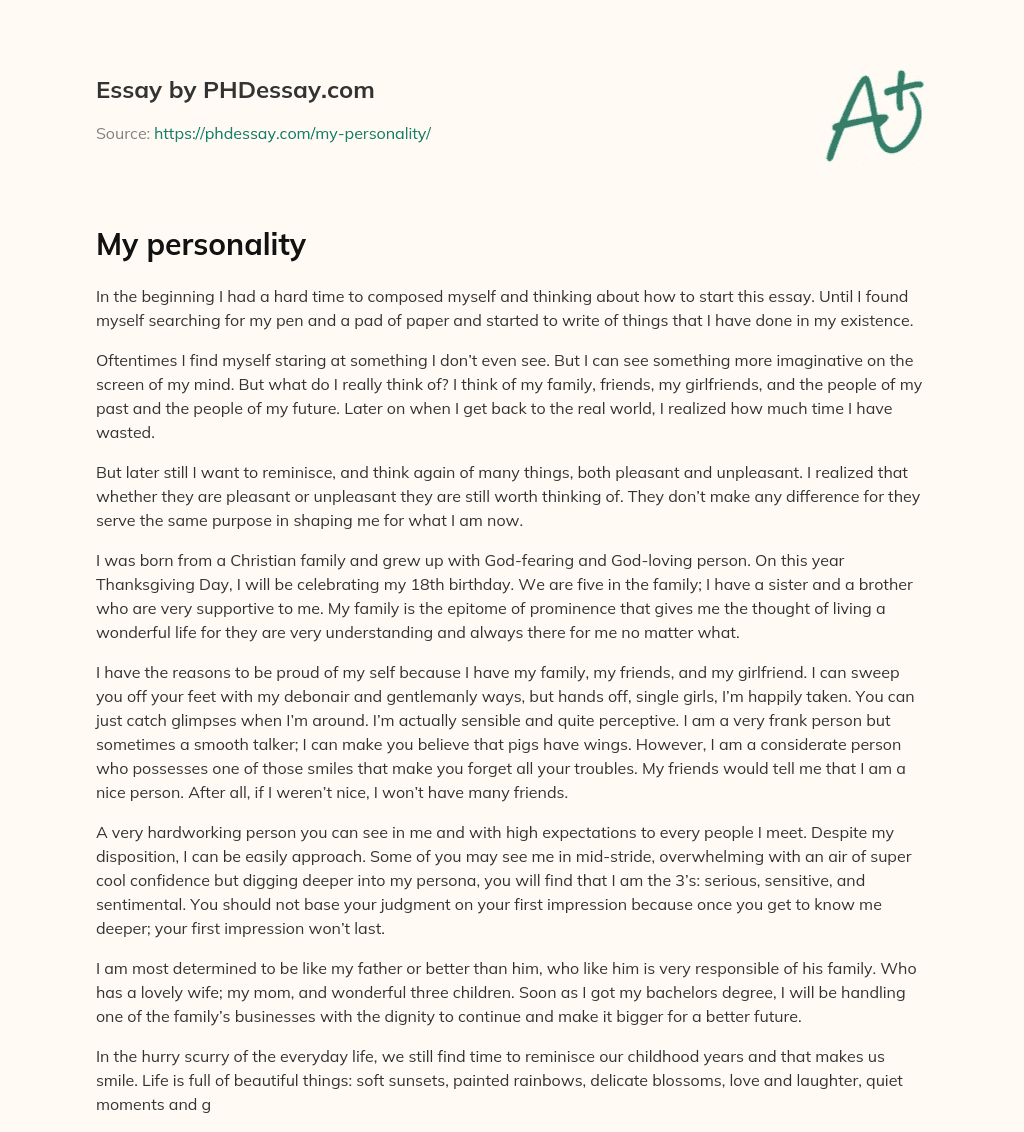 student essay about personality