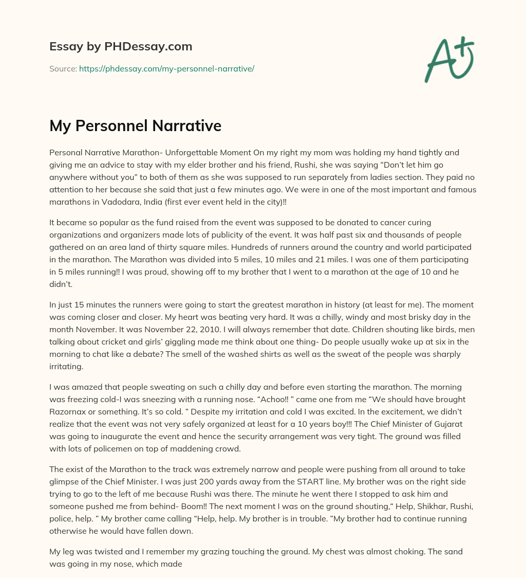 My Personnel Narrative essay