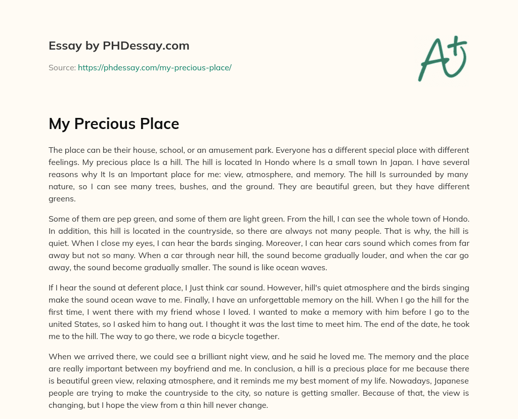My Precious Place essay