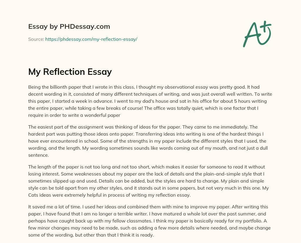 purpose of personal reflection essay