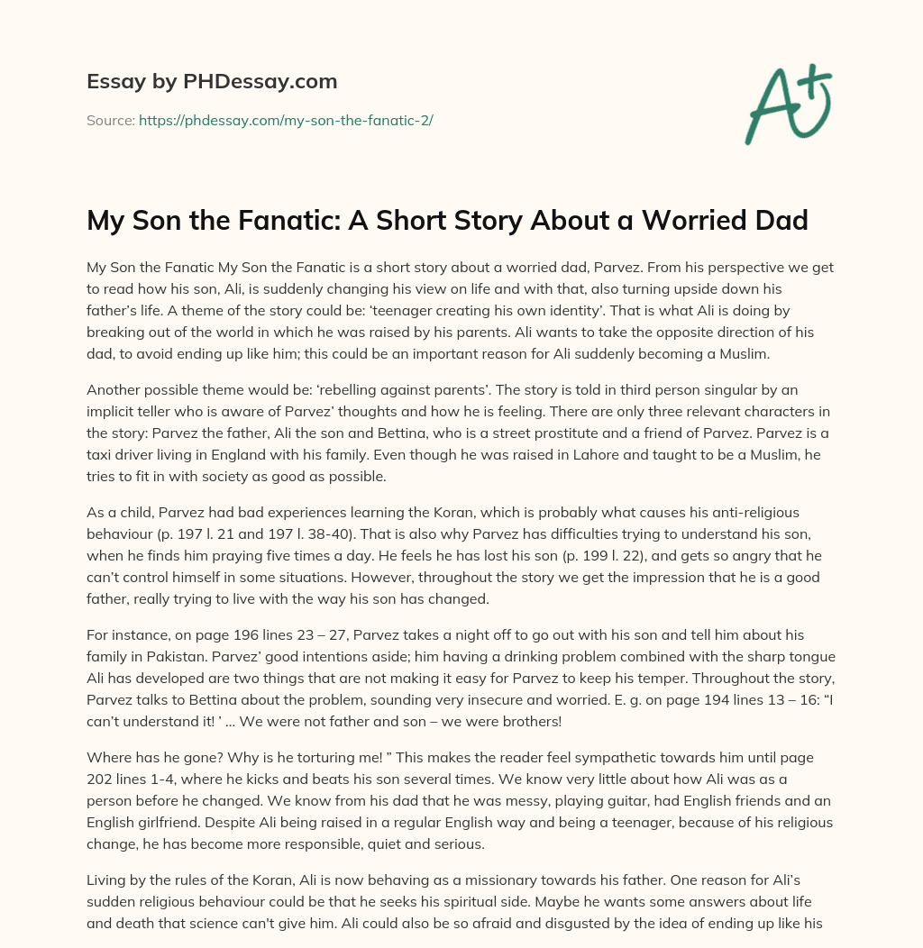 My Son the Fanatic: A Short Story About a Worried Dad essay