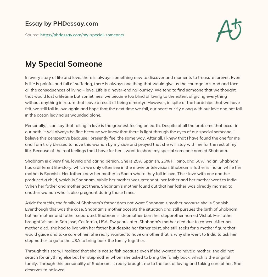 essay on someone special