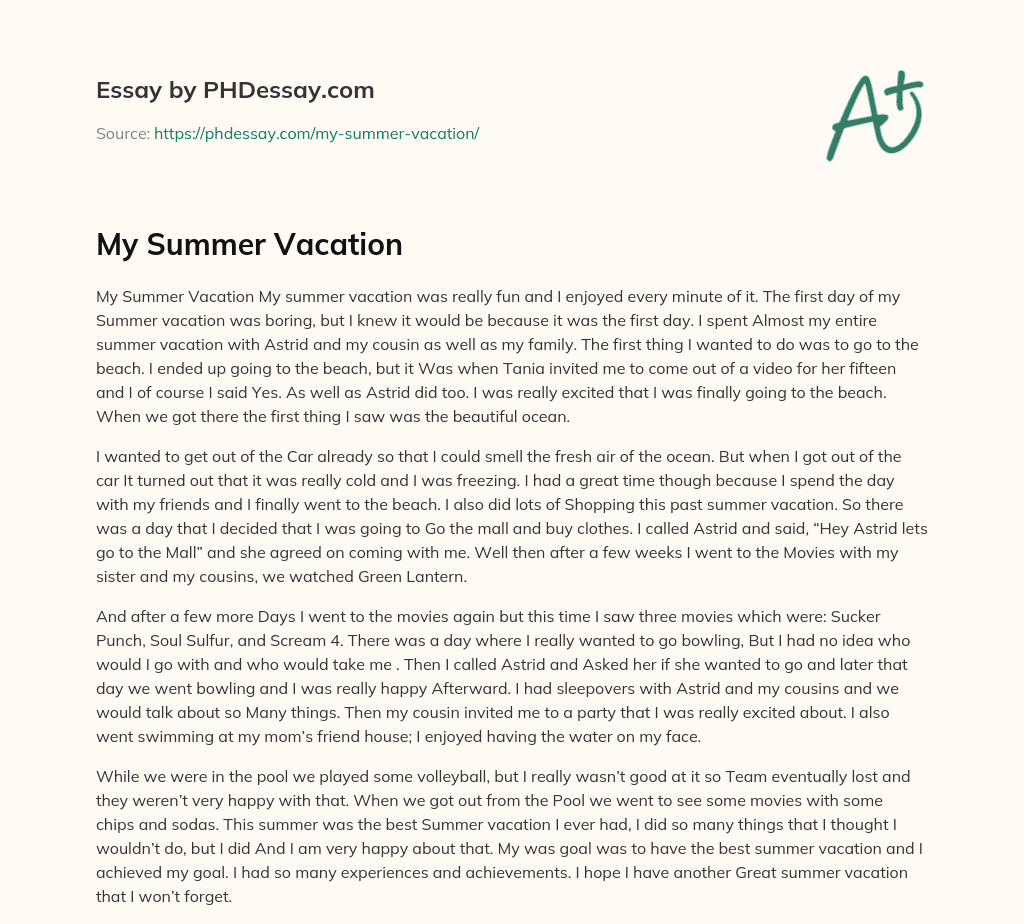 My Summer Vacation essay