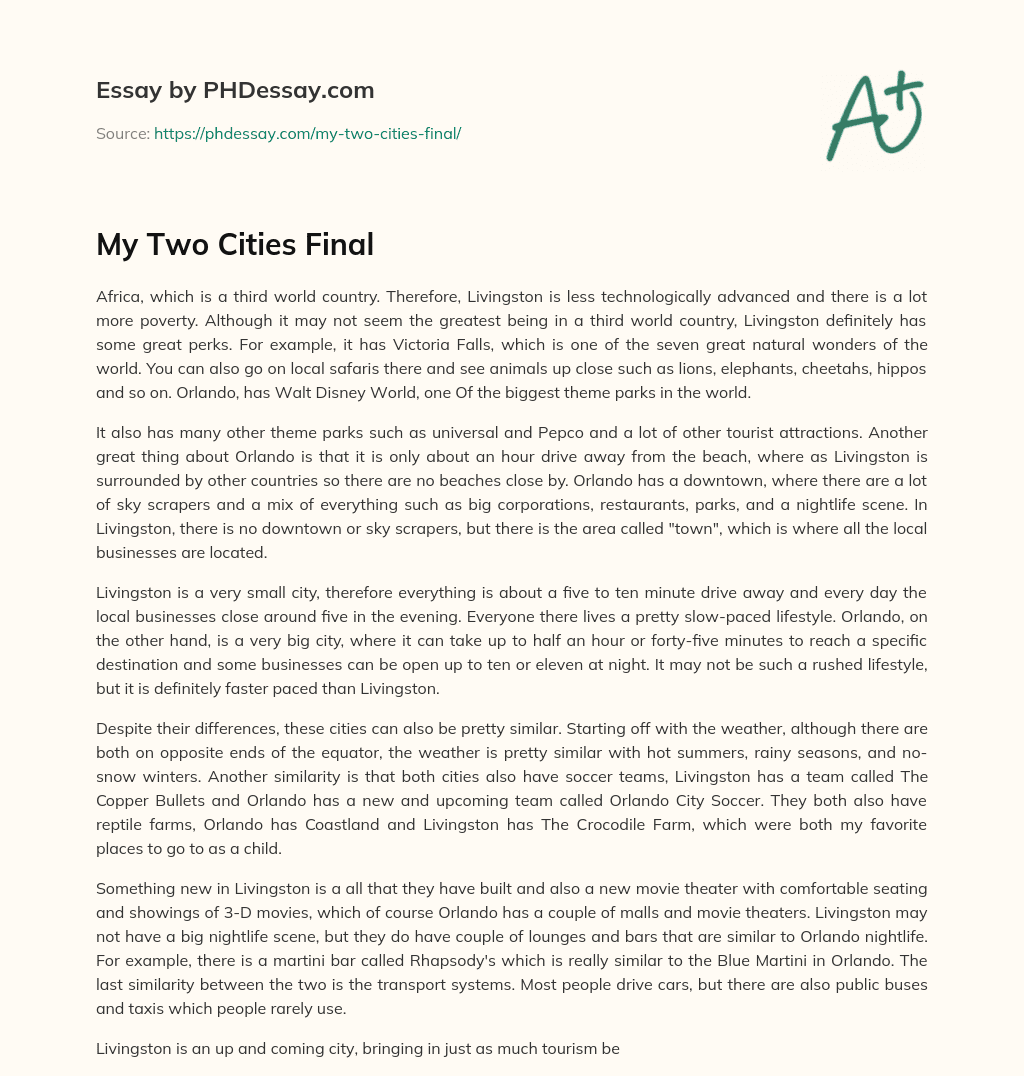 My Two Cities Final essay