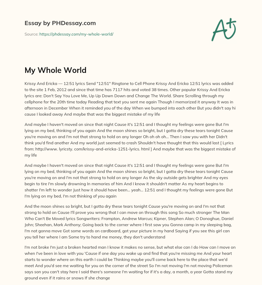My Whole World essay