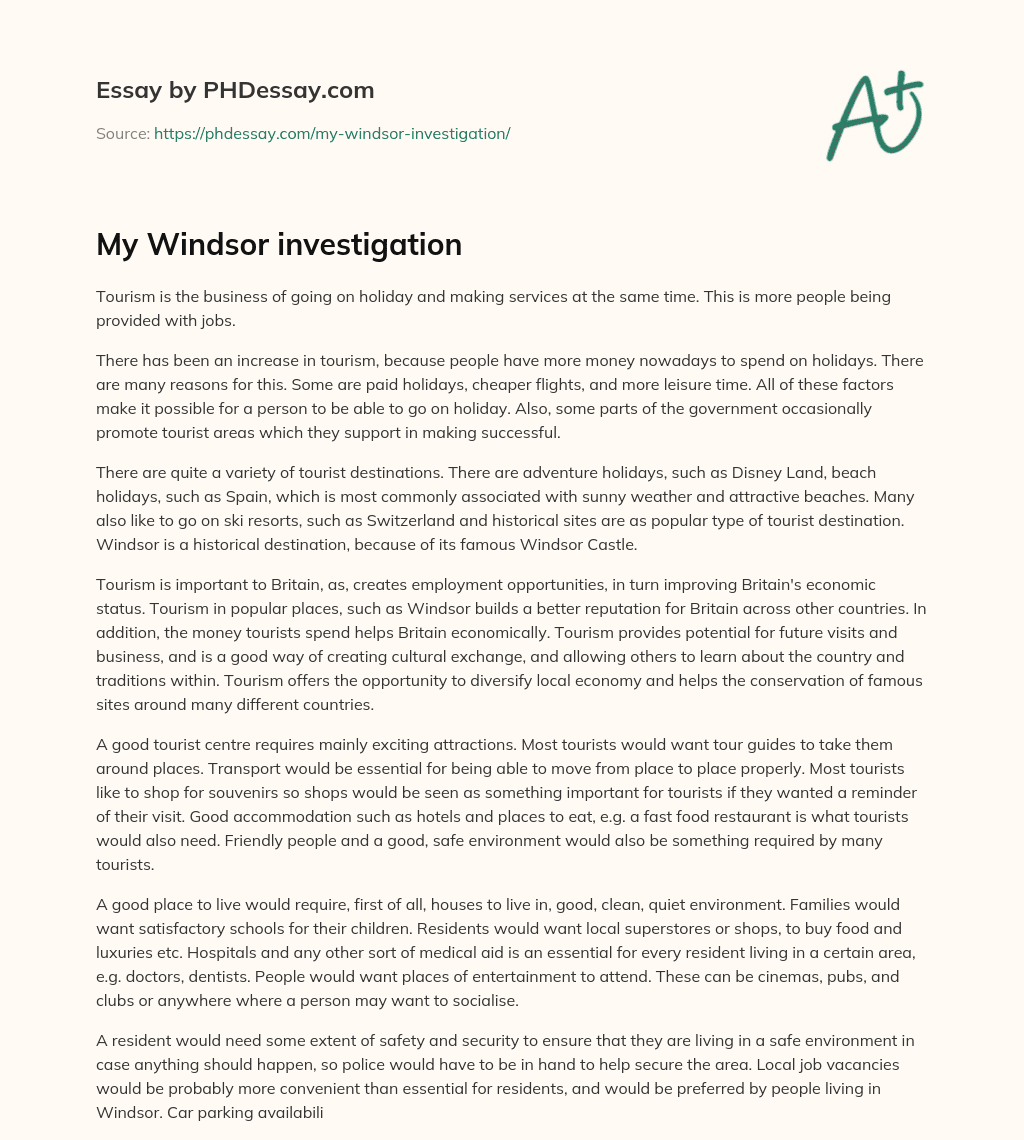 My Windsor investigation essay