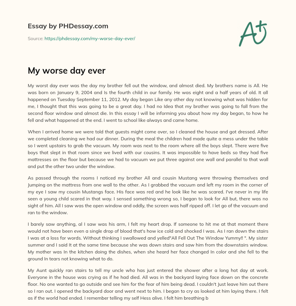 My worse day ever essay