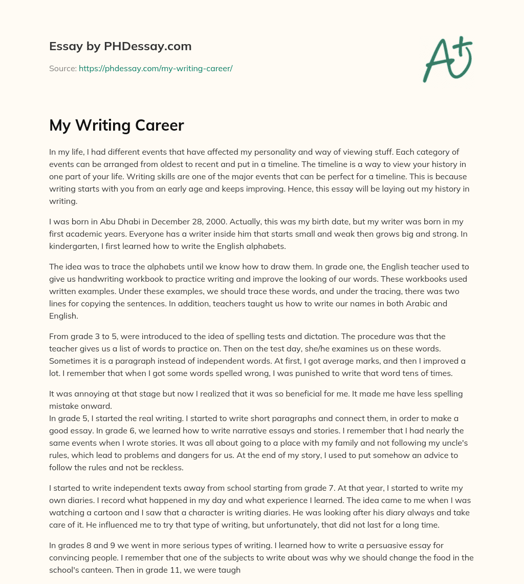 My Writing Career essay