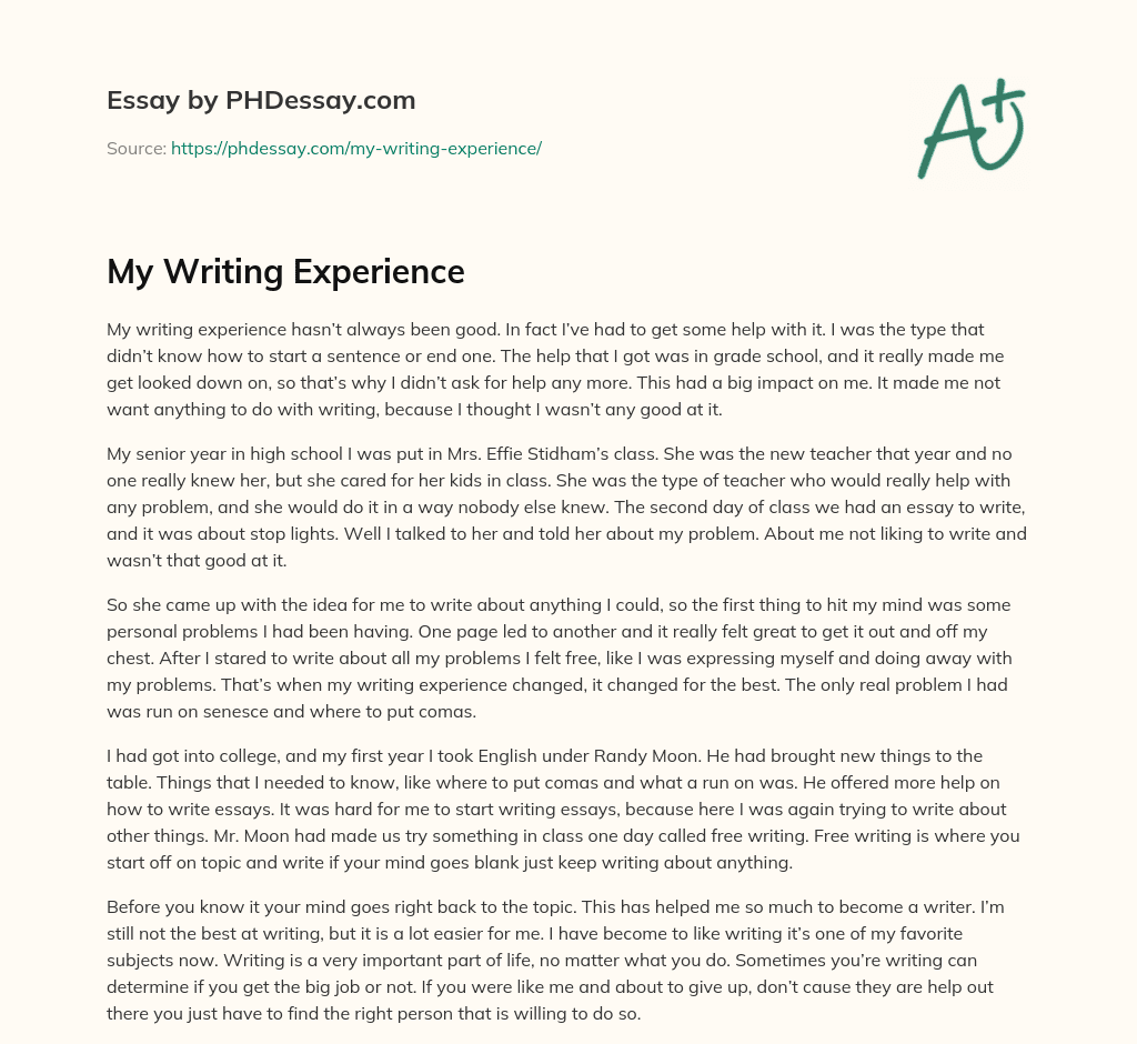 essay about your writing experience