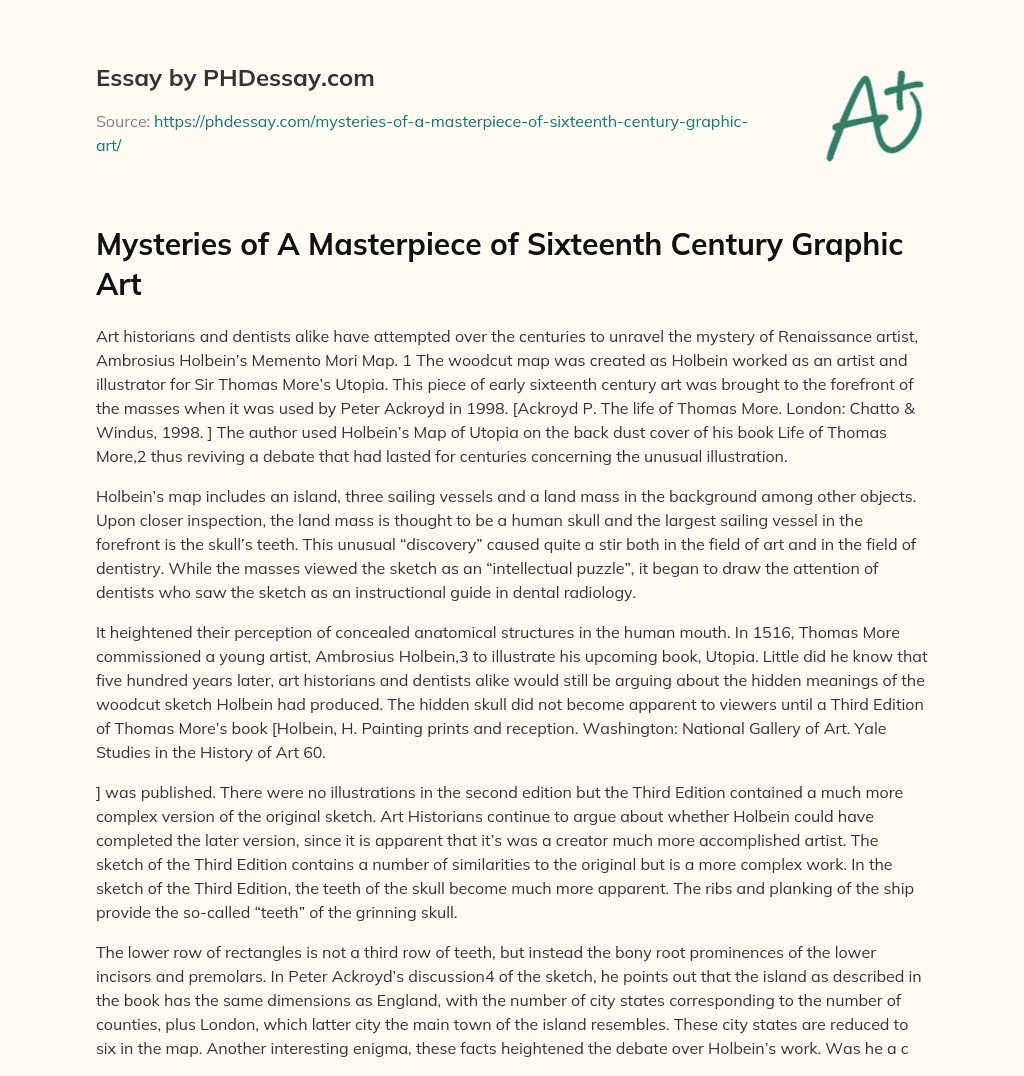 Mysteries of A Masterpiece of Sixteenth Century Graphic Art essay
