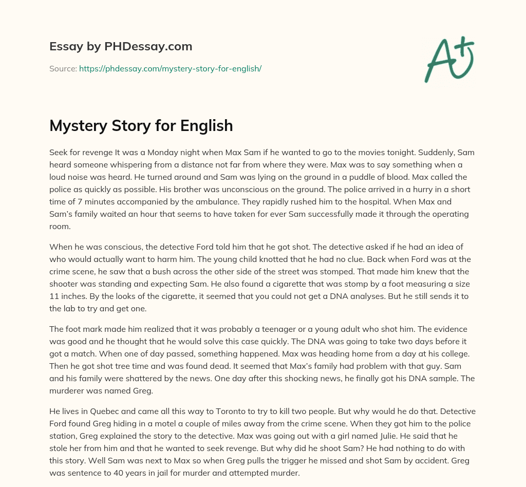 Mystery Story For English 500 Words PHDessay