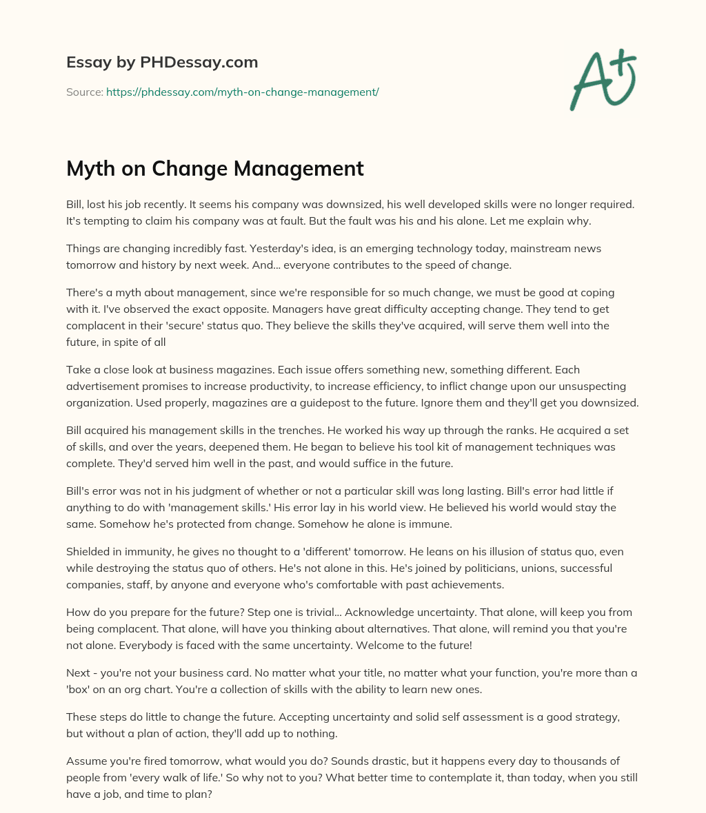 Myth on Change Management essay