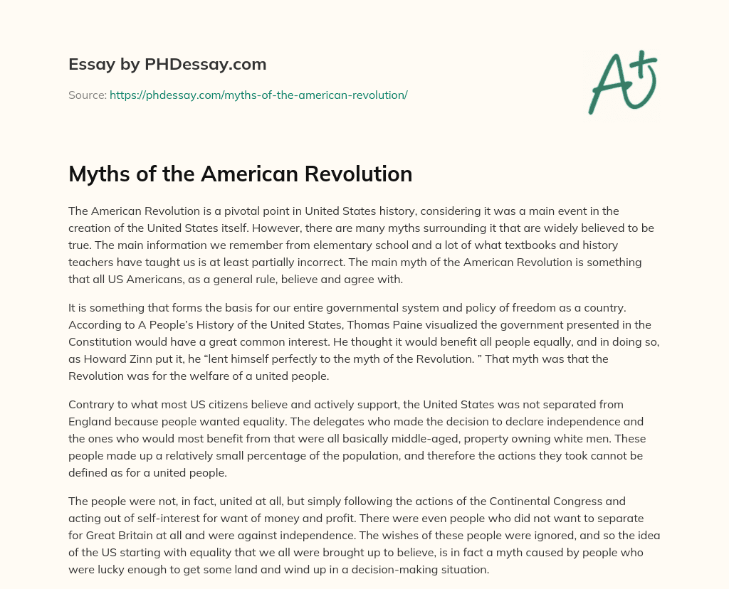 Myths of the American Revolution essay