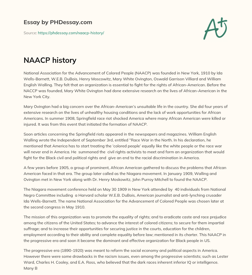 NAACP history essay