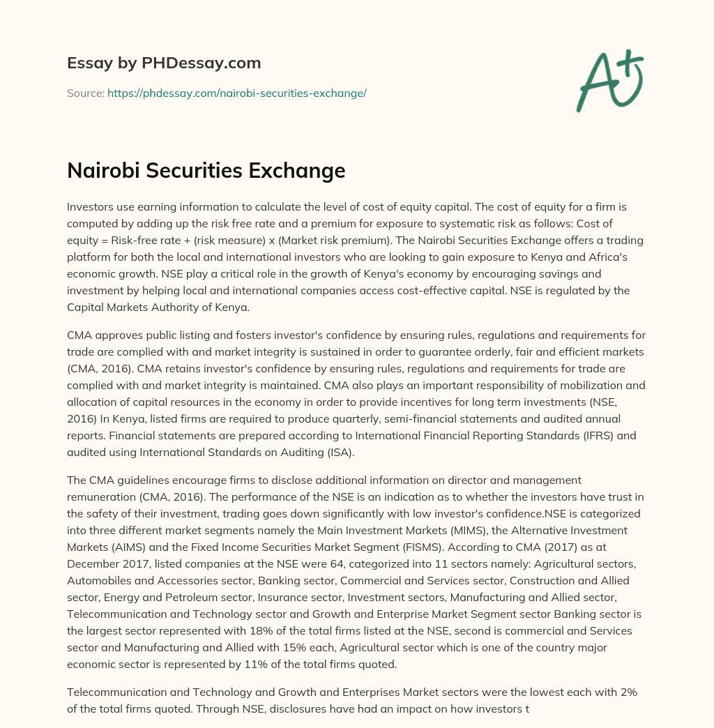 Nairobi Securities Exchange essay