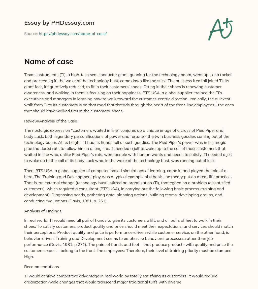TI’s Journey to Becoming Customer-Centric essay