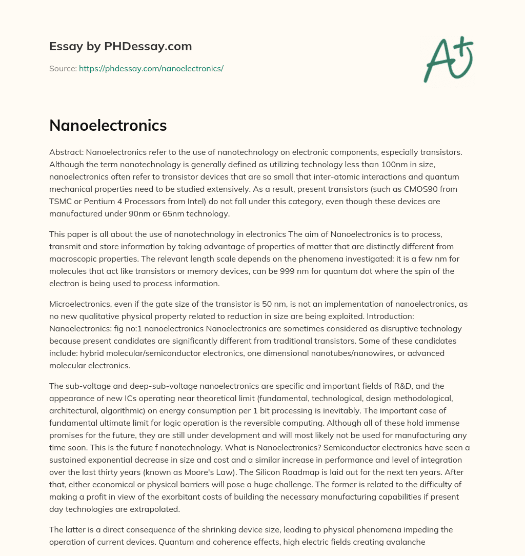 Nanoelectronics essay