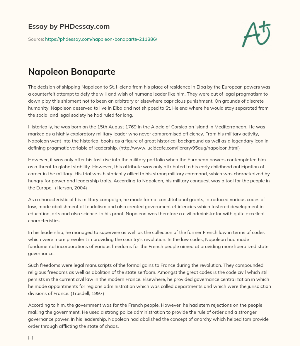 Napoleon Bonaparte essay
