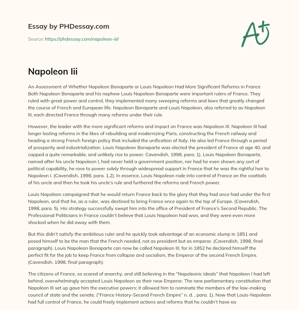 Napoleon Iii essay