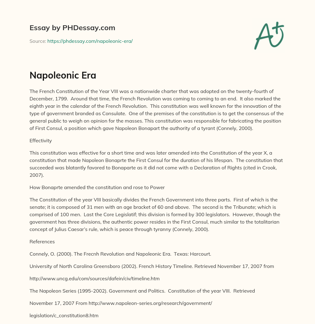 Napoleonic Era essay