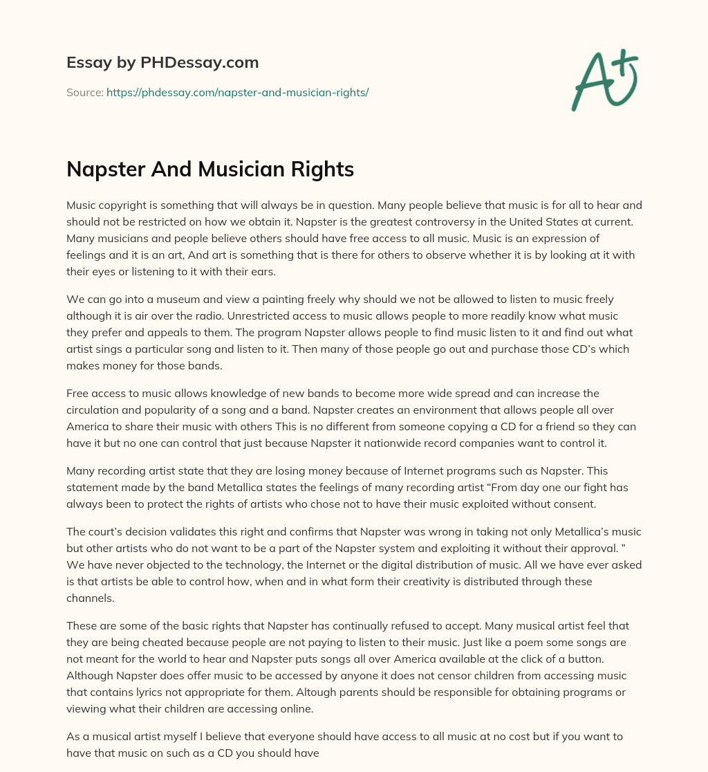 Napster And Musician Rights essay