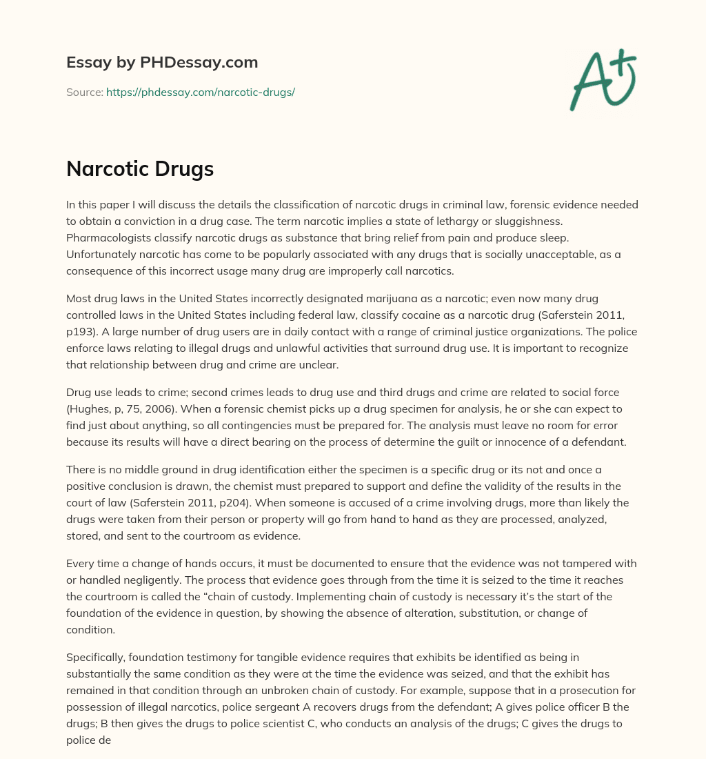 Narcotic Drugs essay