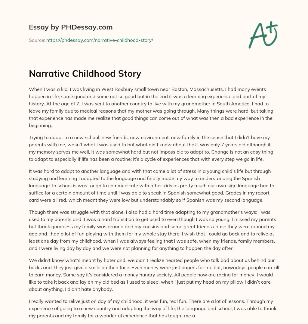 essay about a story from your childhood