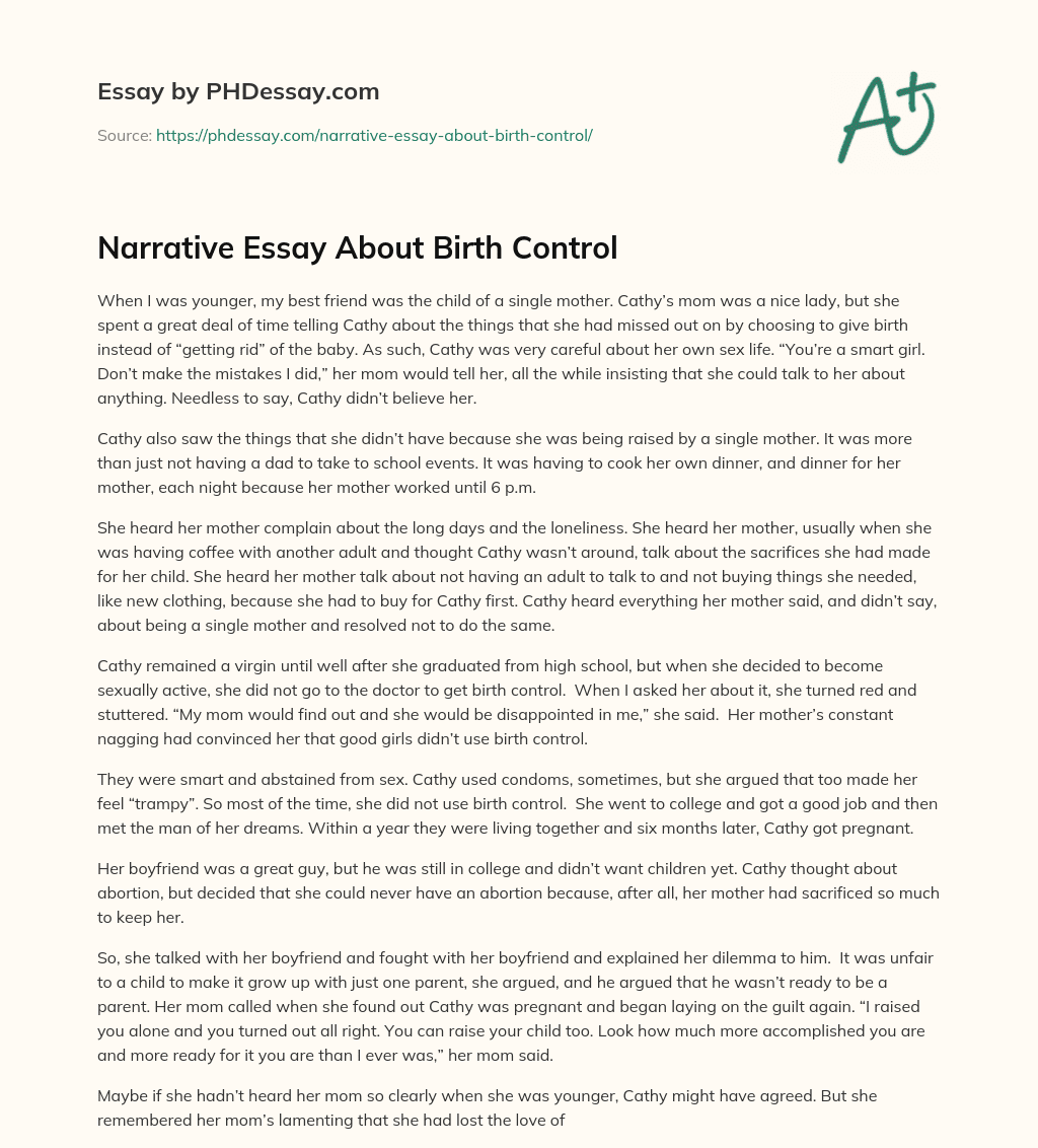 Narrative Essay About Birth Control essay