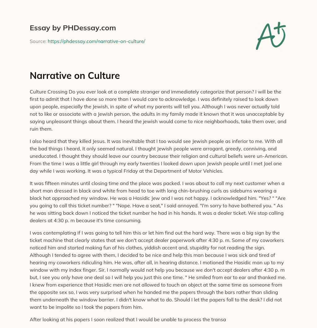 culture narrative essay