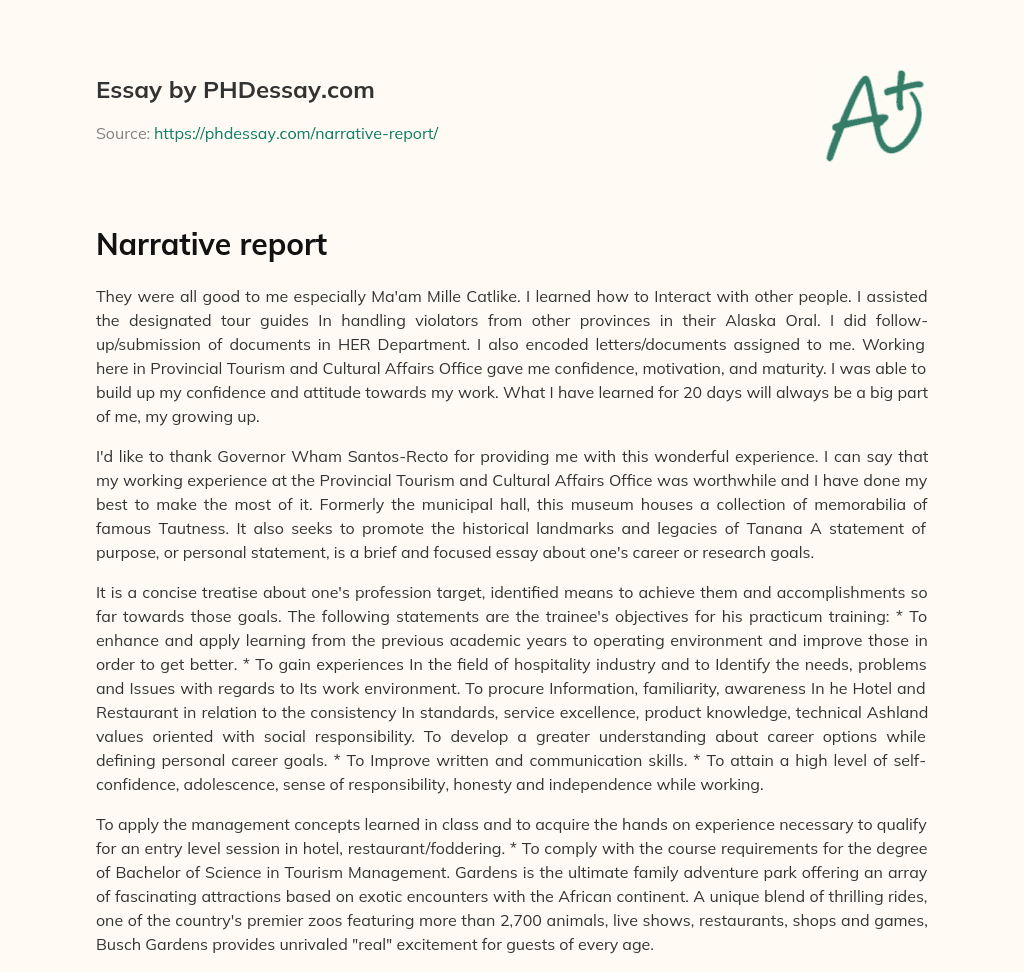 Narrative report essay