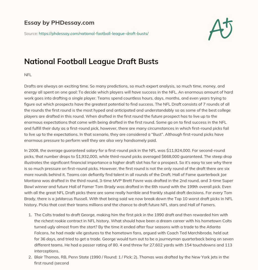 National Football League Draft Busts essay