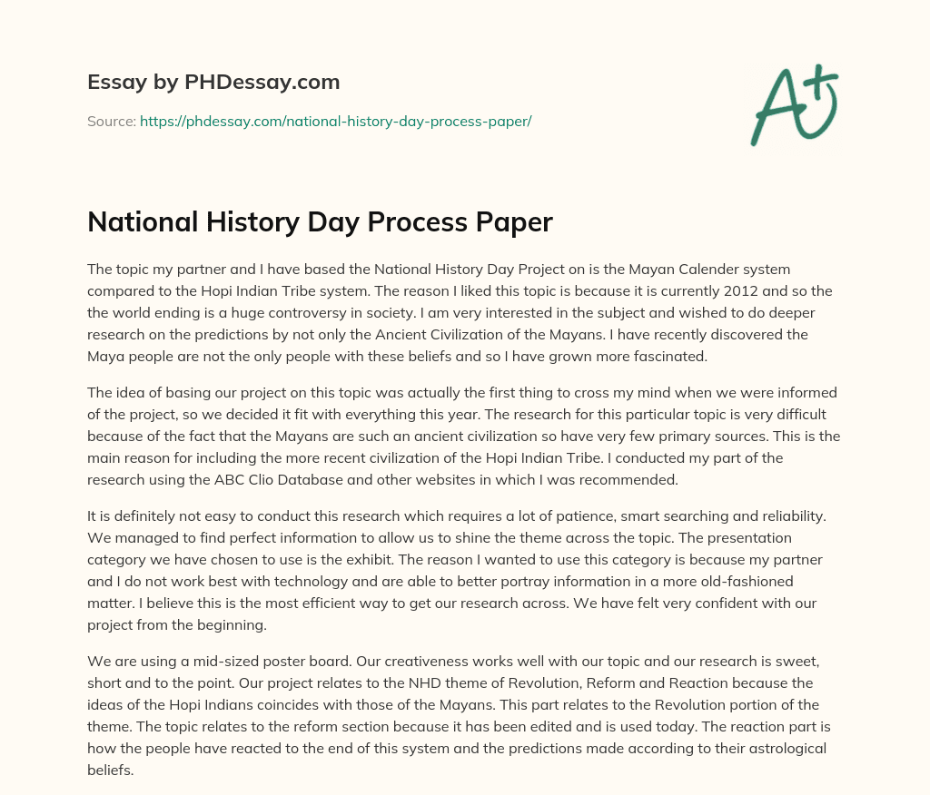 how to write a national history day thesis