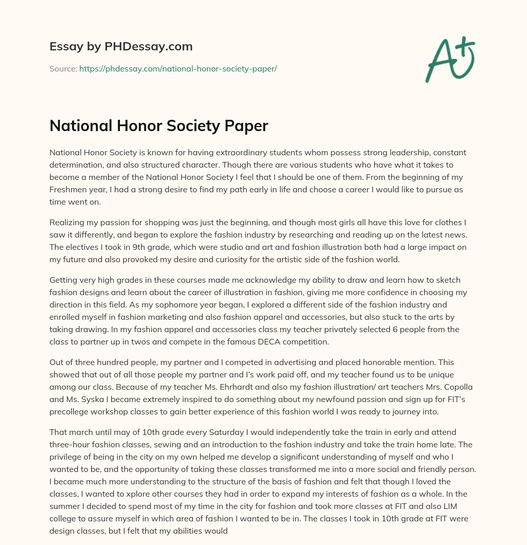 national honor society essay format