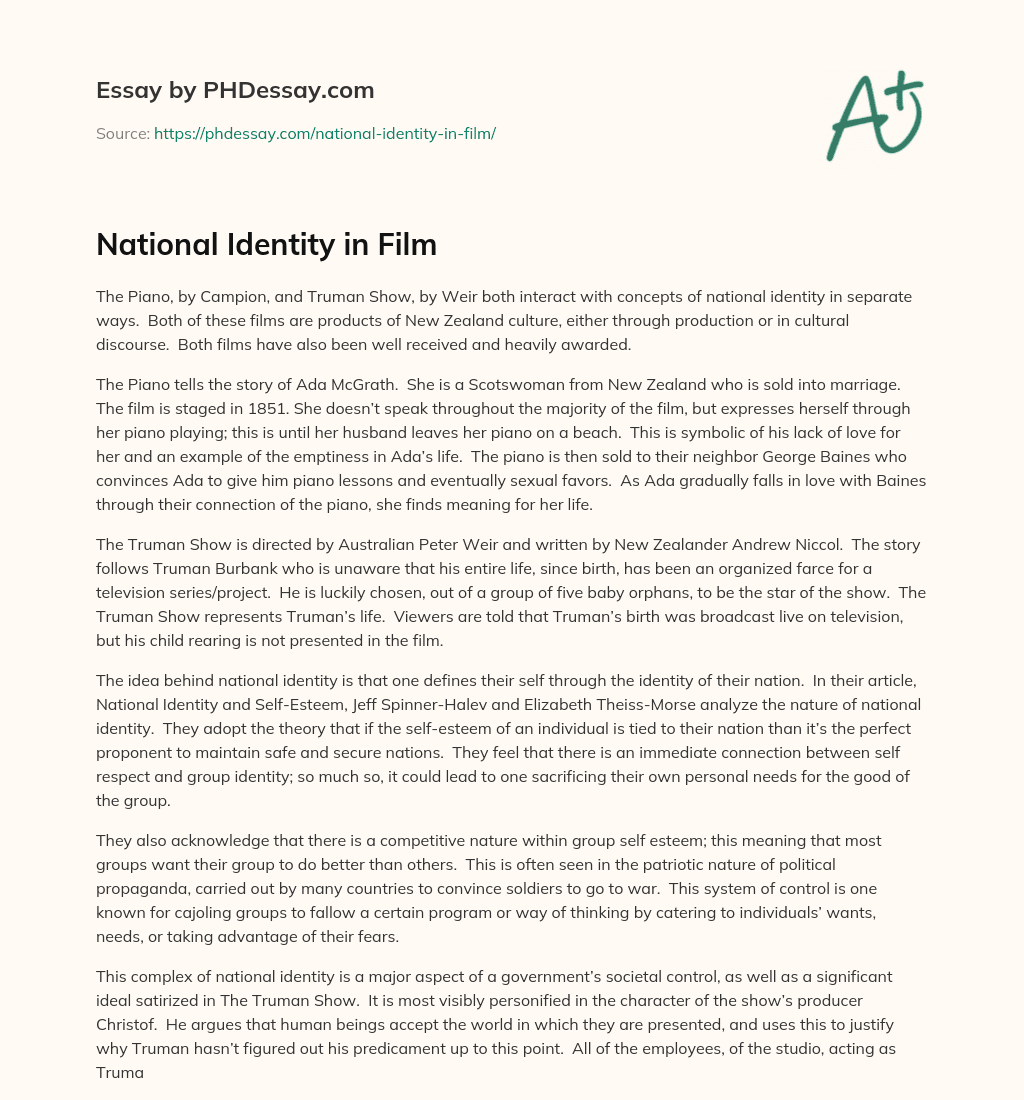 National Identity in Film essay